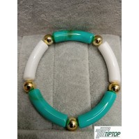 YEŞİL-BEYAZ RENK GOLD DETAY KEMİK BİLEKLİK