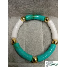 YEŞİL-BEYAZ RENK GOLD DETAY KEMİK BİLEKLİK