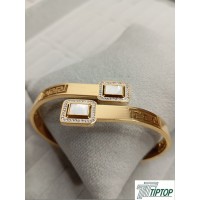 GOLD RENK BEYAZ MİNELİ KELEPÇE BİLEKLİK