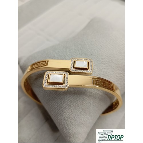 GOLD RENK BEYAZ MİNELİ KELEPÇE BİLEKLİK