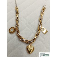 GEÇMELİ ZİNCİR ÜÇ RENK CHARM BİLEKLİK