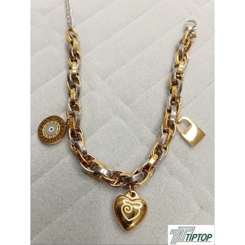 GEÇMELİ ZİNCİR ÜÇ RENK CHARM BİLEKLİK