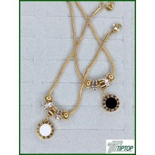 ROMEN RAKAM MODEL ÇİFT YÖNLÜ SİYAH-BEYAZ MİNELİ BİLEKLİK