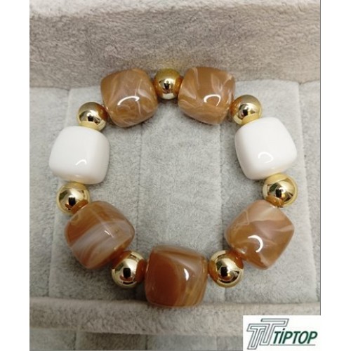 BEYAZ-KAHVERENGİ RENK GOLD DETAY KEMİK BİLEKLİK BEYAZ-KAHVERENGİ RENK GOLD DETAY KEMİK BİLEKLİK