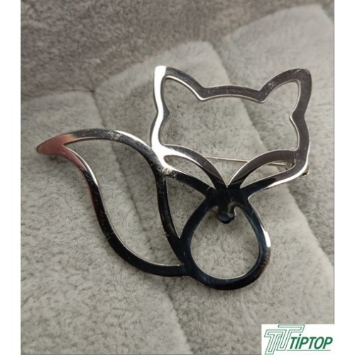 GÜMÜŞ RENK KEDİ FİGÜR BROŞ GÜMÜŞ RENK KEDİ FİGÜR BROŞ