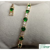 RODYUM KAPLAMA 3mm KARE YEŞİL ZİRKON TAŞLI SU YOLU BİLEKLİK