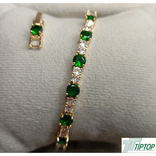 RODYUM KAPLAMA 3mm KARE YEŞİL ZİRKON TAŞLI SU YOLU BİLEKLİK