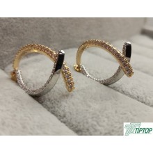 GOLD-GÜMÜŞ RENK YARIM DAİRE KAVİSLİ ZİRKON TAŞLI KÜPE