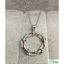 GÜMÜŞ RENK ZİNCİR MODEL ZİRKON TAŞLI HALKA KOLYE