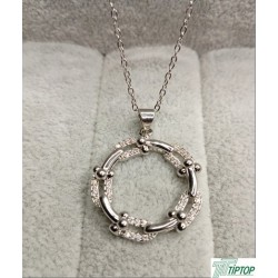 GÜMÜŞ RENK ZİNCİR MODEL ZİRKON TAŞLI HALKA KOLYE