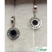 SİYAH OPAL TAŞLI GÜMÜŞ RENK SALLANTILI KÜPE