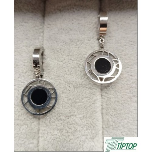 SİYAH OPAL TAŞLI GÜMÜŞ RENK SALLANTILI KÜPE SİYAH OPAL TAŞLI GÜMÜŞ RENK SALLANTILI KÜPE