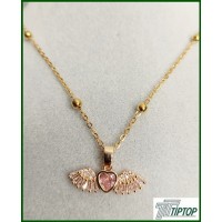 PEMBE KALP MELEK KANAT KOLYE