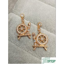 GOLD RENK ÇIKRIK MOTİFLİ ZİRKON TAŞLI KÜPE