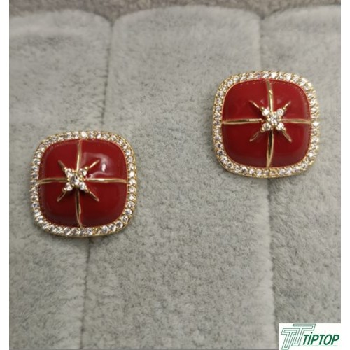 FRANSIZ MİKRO ZİRKON TAŞLI GOLD KARE KIRMIZI MİNELİ KÜPE FRANSIZ MİKRO ZİRKON TAŞLI GOLD KARE KIRMIZI MİNELİ KÜPE