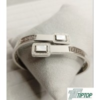 GÜMÜŞ RENK BEYAZ MİNELİ KELEPÇE BİLEKLİK