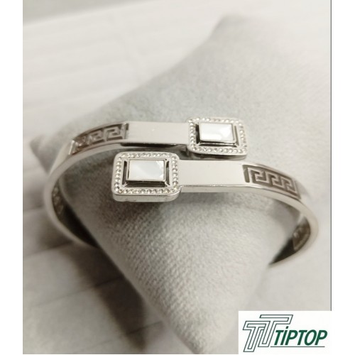 GÜMÜŞ RENK BEYAZ MİNELİ KELEPÇE BİLEKLİK