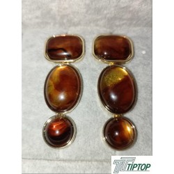 KAHVERENGİ KEMİK DETAY SALLANTILI KÜPE