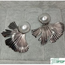 BEJ MİNELİ GÜMÜŞ YAPRAK KÜPE