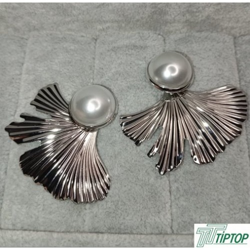 BEJ MİNELİ GÜMÜŞ YAPRAK KÜPE