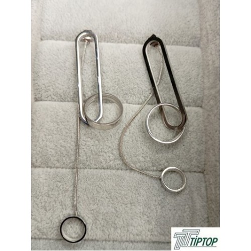 GÜMÜŞ RENK ZİNCİR - HALKA SALLANTILI KÜPE