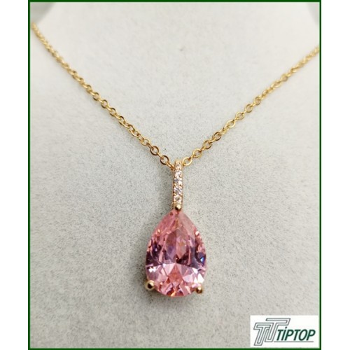 PEMBE DAMLA TAŞ KOLYE