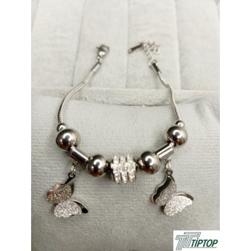 ZİRKON TAŞLI KELEBEK FİGÜRLÜ GÜMÜŞ RENK BİLEKLİK