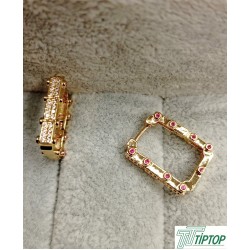 GOLD RENK ZİRKON TAŞLI DİKDÖRTGEN KÜPE