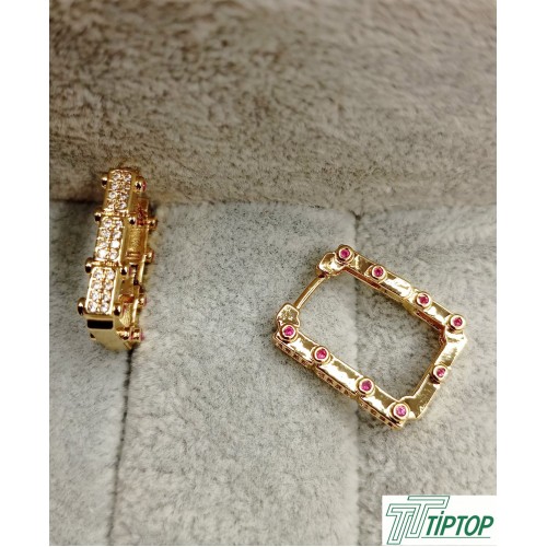 GOLD RENK ZİRKON TAŞLI DİKDÖRTGEN KÜPE