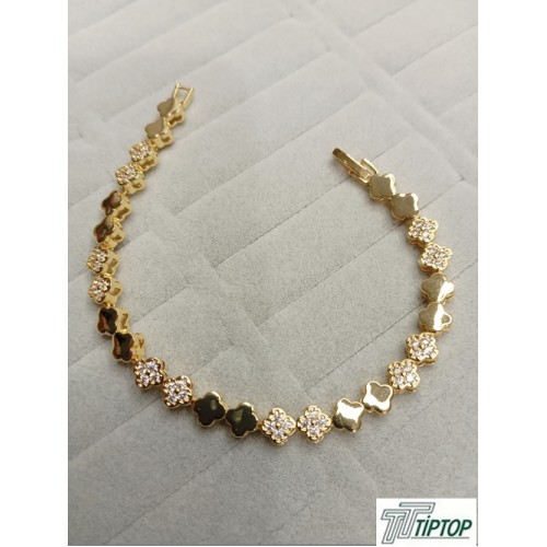 ÇİÇEK MODEL ZİRKON TAŞLI GOLD RENK BİLEKLİK