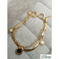 İKİLİ GOLD RENK MİNELİ BİLEKLİK