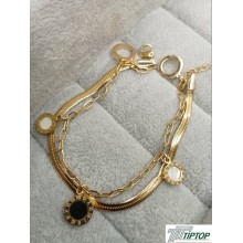 İKİLİ GOLD RENK MİNELİ BİLEKLİK