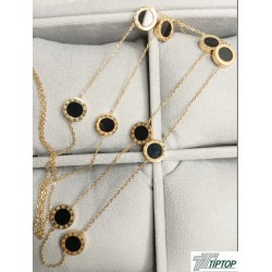 GOLD RENK SİYAH MİNELİ MODEL KOLYE 