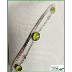 KEDİ GÖZÜ SEDEF GÜMÜŞ RENK BİLEKLİK