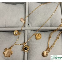 DENİZ TEMALI ZİRKON TAŞLI GOLDE RENK ÇELİK KOLYE VE BİLEKLİK SET