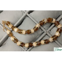 BEJ - KAHVERENGİ RENK KEMİK KOLYE