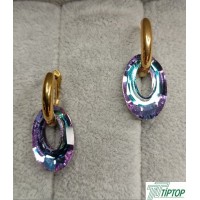 KRISTAL MAVİ MOR RENK SALLANTILI KÜPE