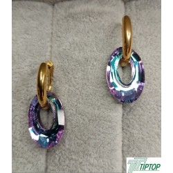 KRISTAL MAVİ MOR RENK SALLANTILI KÜPE