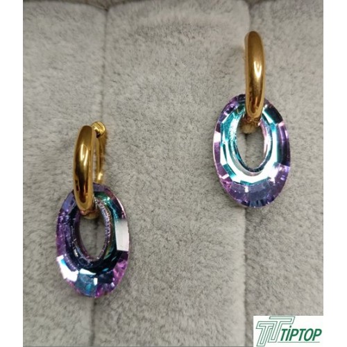 KRISTAL MAVİ MOR RENK SALLANTILI KÜPE