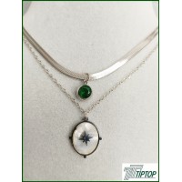 YEŞİL TAŞLI SEDEF YILDIZ FİGÜRLÜ KOLYE