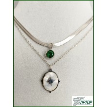 YEŞİL TAŞLI SEDEF YILDIZ FİGÜRLÜ KOLYE