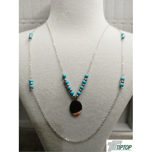 OTANTİK TURKUAZ GÜMÜŞ RENK KOLYE