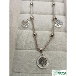 GÜMÜŞ RENK HAYAT AĞACI ÇELİK KOLYE