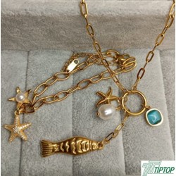 GOLD RENK DENİZ TEMALI KOLYE VE BİLEKLİK SETİ GOLD RENK DENİZ TEMALI KOLYE VE BİLEKLİK SETİ