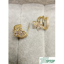 GOLD RENK ZİRKONTAŞLI ÇİÇEK MODEL KÜPE