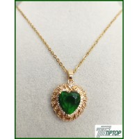 YEŞİL TAŞ KALP KOLYE