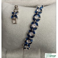 RODYUM KAPLAMA 3MM KARE MAVİ ZİRKON TAŞLI SU YOLU BİLEKLİK