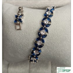 RODYUM KAPLAMA 3MM KARE MAVİ ZİRKON TAŞLI SU YOLU BİLEKLİK