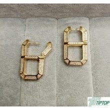 VİP SERİ GOLD RENK ZİRKON TAŞLI DİKDÖRTGEN KÜPE