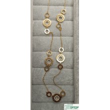 HALKA MODEL ZİRKON TAŞLI GOLD ÇELİK KOLYE 